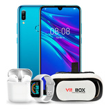 Celular Huawei Y6 2019 3gb Ram 64gb Rom Azul Zafiro Nuevo + 3 Regalos (smartwatch, Lentes Vr Box Y Audífonos)