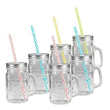 30 Tarros Mason Jar Con Tapa Y Popote 470 Ml Grabado Color Transparente