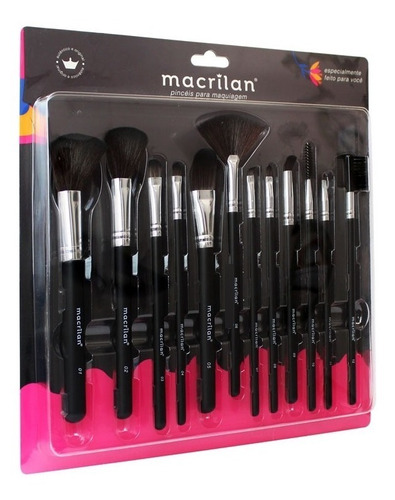 Kit 12 Pincéis Macrilan Pincel De Maquiagem Kp9-1a +nfe 