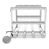 Churrasqueira Inox Gira Grill 4 Espetos 3 Níveis + 4 Grelhas