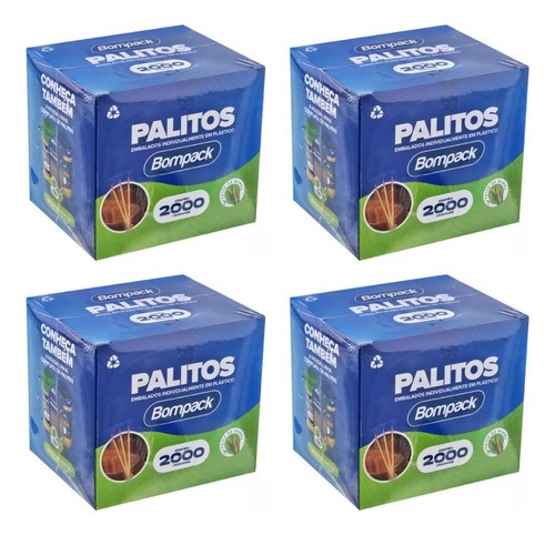 Palito De Dente Bambu Embalado Bompack 8000 Unid