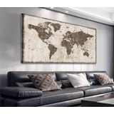 Lienzo Decorativo Para Pared, Diseno De Mapa Del Mundo, Cuad