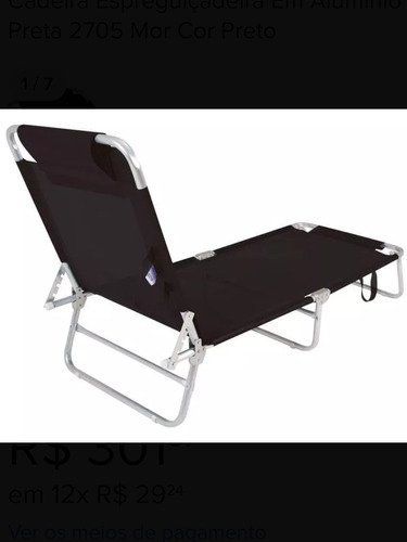 Cadeira Espreguiçadeira Em Alumínio Preta 2705 Mor Cor Preta