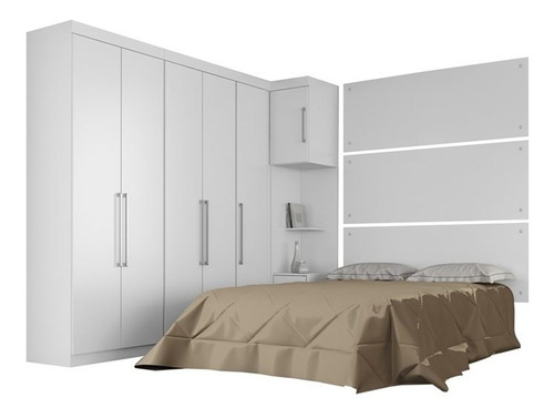 Quarto De Casal Modulado 07 Peças Modena Branco Demobile