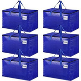 Cajas De Almacenamiento Plegable Con Asa Color Azul 6 Pzs