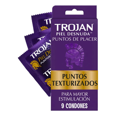 Trojan Condones Piel Desnuda Puntos de Placer Caja con 9 piezas. Con Puntos Texturizados y Elevados, Lubricados para Mayor Estimulación. Con Látex de Primera Calidad y Probados Electrónicamente | MercadoLibre