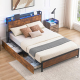 Idealhouse Base De Cama Led Matrimonial Con Cabecera De Alma