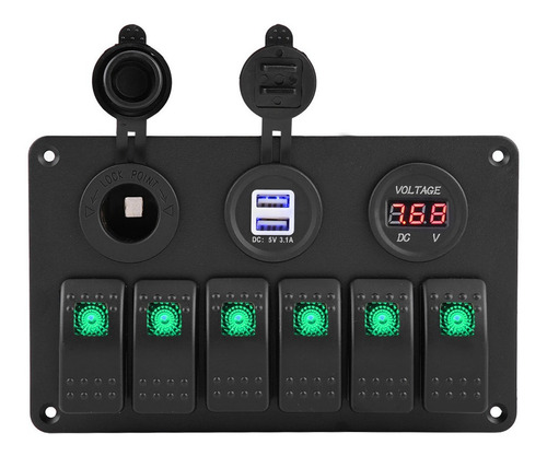 12 V 24 V 6 Gang Coche Barco Led Panel Interruptor Rocker Du