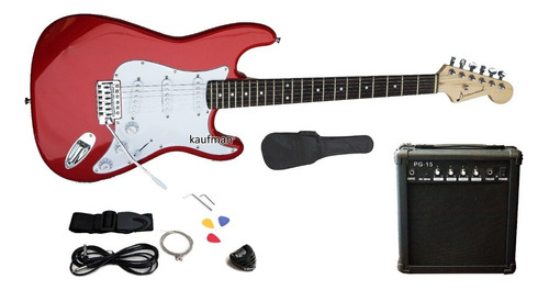 Guitarra Eléctrica Stratocaster Paquete Amplificador Y Más Color Rojo