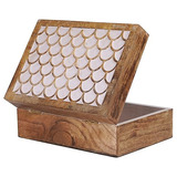 Caja De Madera De Mango Tallada Con Tapa - Caja Extra Grande