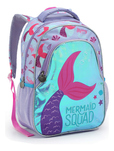 Mochila Escolar Infantil Sereia Unicórnio Holografica