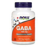 Ácido Gaba 750mg Now Foods 100 Veg Caps Importado Eua/usa