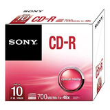 Paq De 10 Cd-r Sony 48x 80min 700mb C/estuche