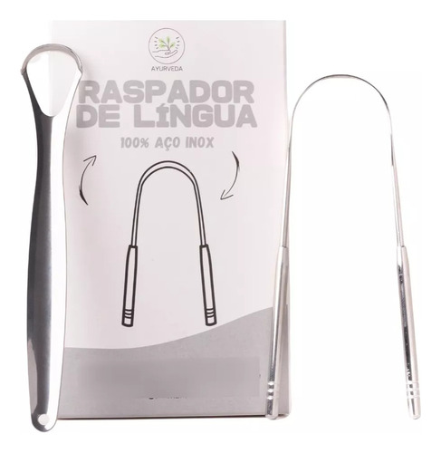 Limpador Raspador De Língua Em Aço Inoxidável Higiene Bucal