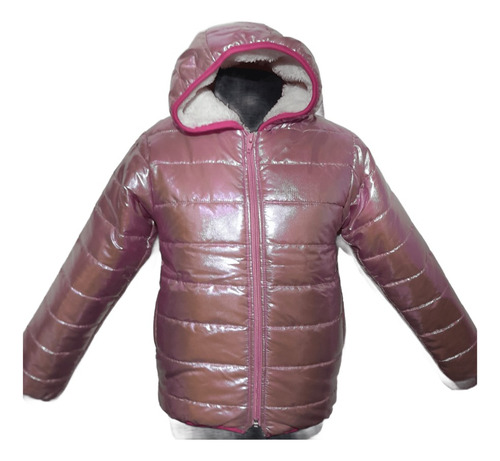 Campera Inflable Abrigo Metalizada Con Piel Nena Orieva Kids