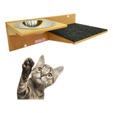 Comedouro Elevado Para Gatos Prateleira Nekocat - Inox