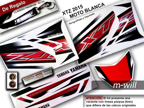 Set Calcos Tipo Original Yamaha Xtz 125 - 2015 Moto Blanca