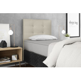 Cabeceira Painel Cama Box Solteiro Luna 90cm Suede Bege