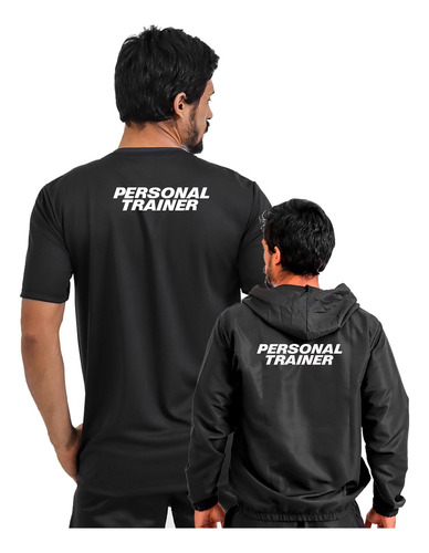 Combo Camiseta Jaqueta Corta Vento Personal Trainer Academia