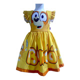 Vestido Estampado  De Bingo (bluey Y Bingo ) Amarillo
