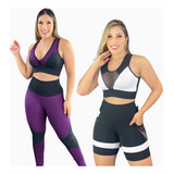 Kit De 2 Roupas Academia Conjunto Fitness Legging Short