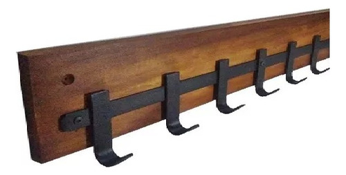 Perchero Rustico De Madera Y Hierro Para Pared De 6 Perchas