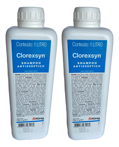 Shampoo Clorexsyn Konig 1 Litro-  Kit 2 Unidades