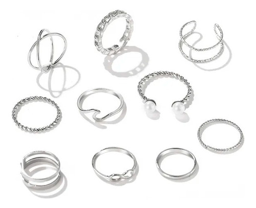 Juego De Anillos Set X10 Mujer Delicados