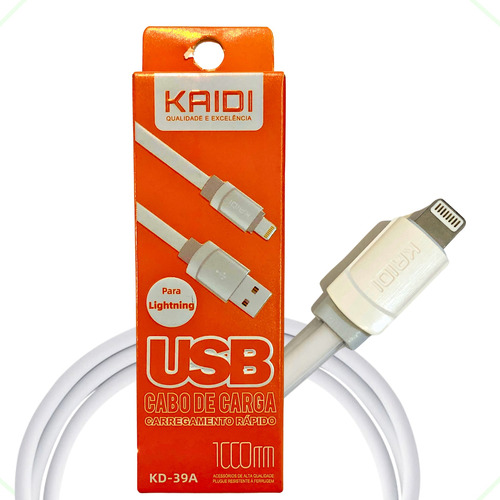 Cabo Carregador Turbo Kaidi Para iPhone 8 X Xr 11 12 13 14 