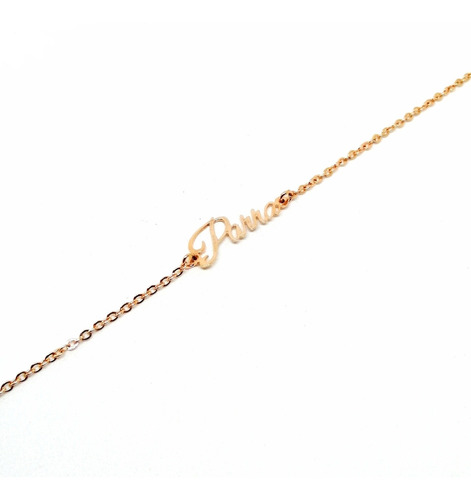 Pulsera Tobillo Nombre Personalizado Plata .925 Baño Oro 24k