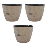 Vaso Autoirrigável  N3 Travertino 12,0 X 15,4 Cm (3 Peças)