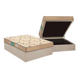 Cama Box Baú Casal: Colchão Espuma D45 Polar  Pérola + Base