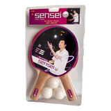 Pack 2 Paletas De Ping Pong Set Sensei + 3 Pelotas 