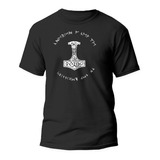 Playera Negra Vikinga Diseño Vikingo Mjolnir Y Runas