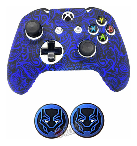 Funda Compatible Con Control Xbox One Black Panther + Goma 0