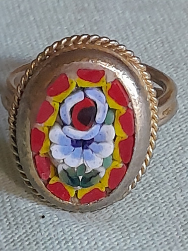 Anillo De Micromosaico Y Metal