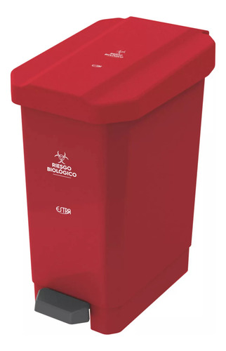 Caneca Plástica Residuos Peligrosos 22l Rojo Con Pedal