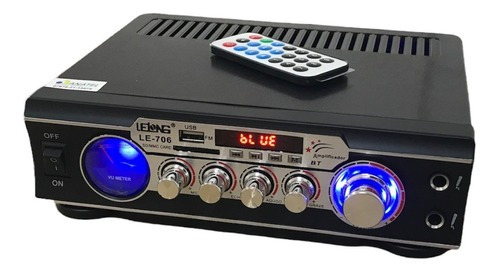 Amplificador Áudio Stereo Karaokê Bluetooth Fm Mp3 Le-706 Cor Preto