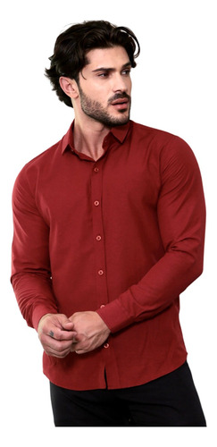 Camisa Social Masculina Slim Premium Com Elastano - Original