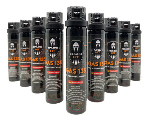Gas Pimienta Lacrimogeno Profesional 135g Power Hit Pack9