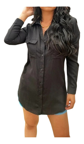 Camisa Chemise Saída De Praia Viscose