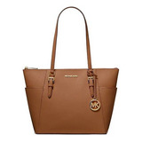 Bolsa Michael Kors Charlotte Large Saffiano Leather Top-zip Tote Bag Luggage