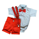 Conjunto Infantil Masculino Camisa Bermuda Grav Bebê Social