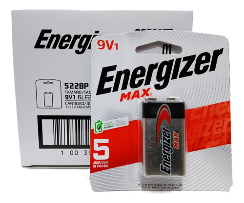 Bateria Energizer 9v Por Caja - 12 Unidades - Envio Flex