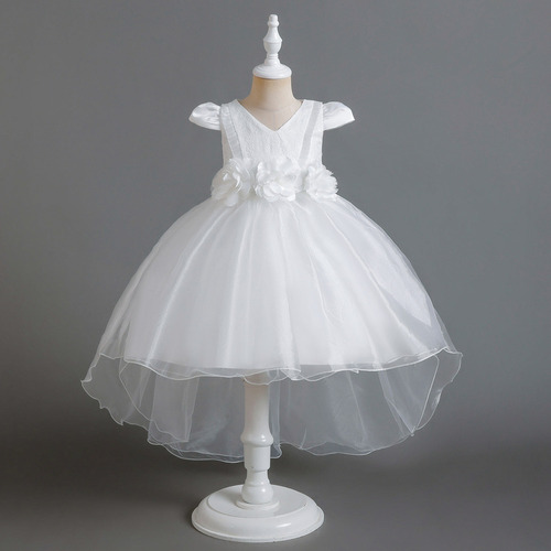 Elegante Vestido De Princesa Para Niños Con Cola De Flores,