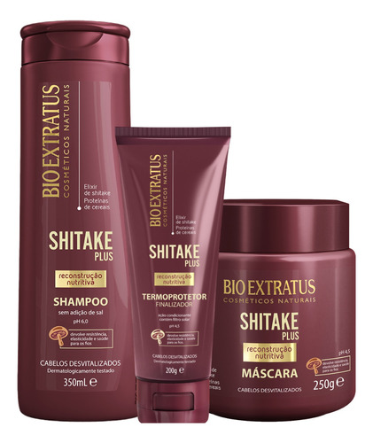 Kit Bio Extratus Shitake Plus Shampoo Máscara Termoprotetor