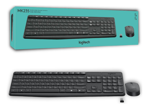 Kit Teclado E Mouse Logitech Mk235 Wireless Usb Desktop 