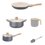 Set Hudson Crema 6pz Cerámica Jarro Olla 18 Y 20cm Sarten 24