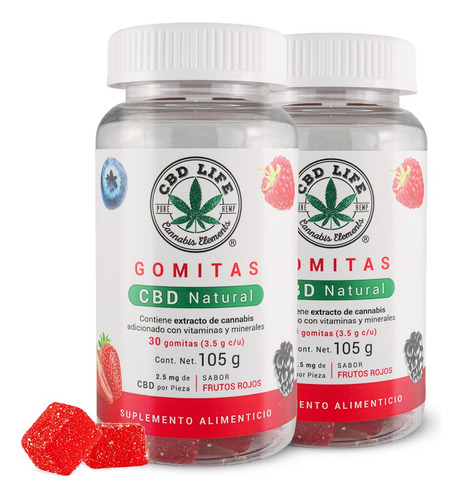 Gomitas Cbd Life - Suplemento Sabor Frutos Rojos  2 Pack