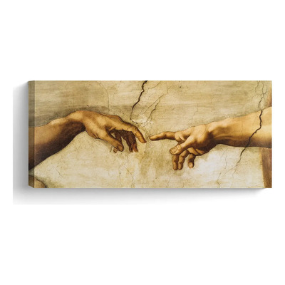 Cuadro Decorativo Canvas Clásico El Dedo De Dios Da Vinci Beige | Meses sin interés